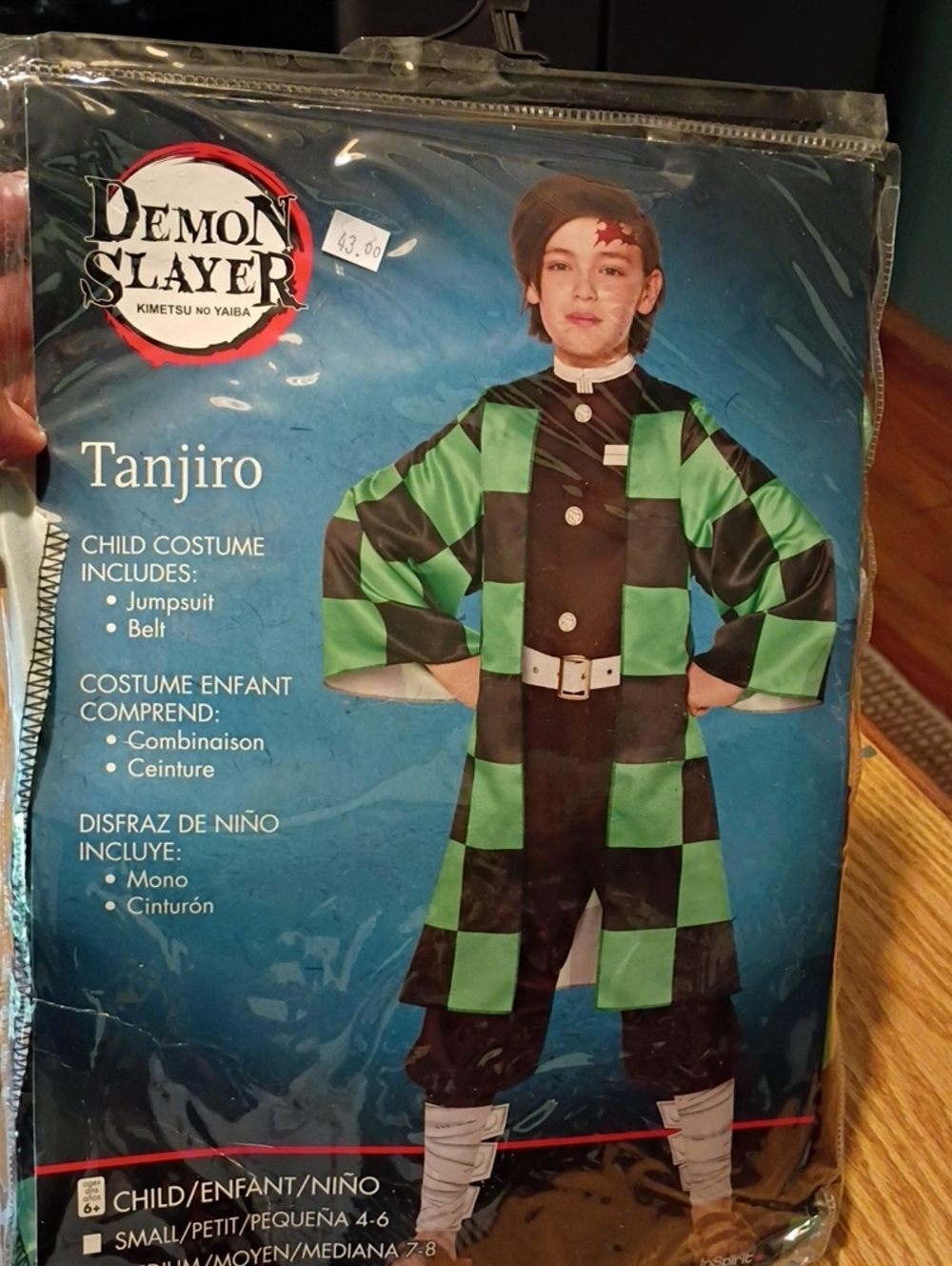 Demon Slayer Tanjiro Kids Costume - Green & Black Checkered Jumpsuit